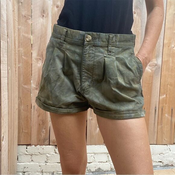 Abercrombie & Fitch khaki tie dyed cotton blend shorts size 27 - Picture 1 of 6